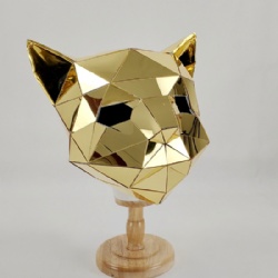 3D金色镜面熊猫头套