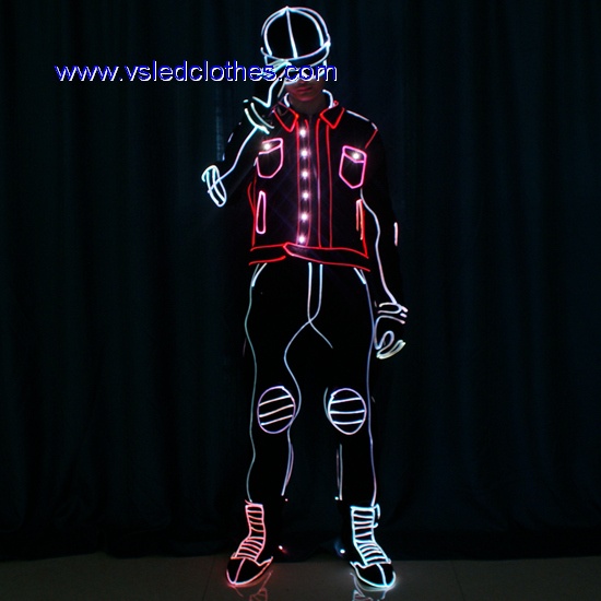 DMX512 LED light up tron dance costumes