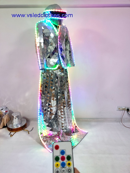 Silver Mirror LED Stiltswalker Costumes