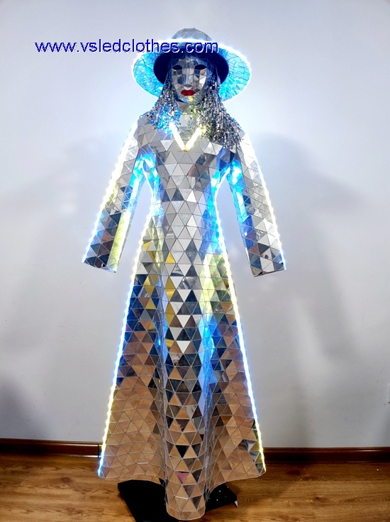 LED mirror girl, LED mirror dress