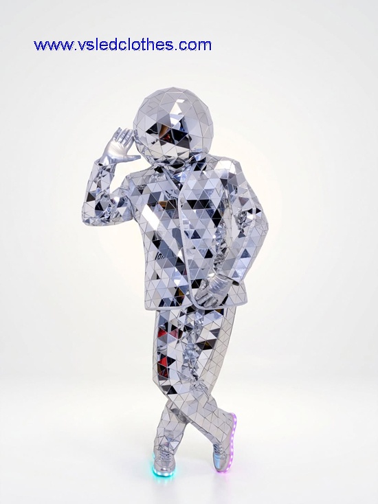 Silver mirror discoball man suits