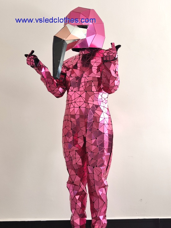 Pink mirrored flamingo performance costume