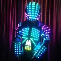 Leather Robot Jacket With LED Light