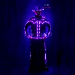 LED Electric Horseman Costume With LED Hat