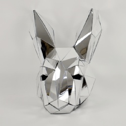 3D银色镜面兔子头饰