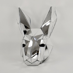 3D银色镜面兔子头饰