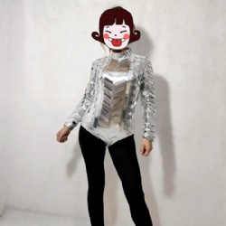 Sliver sexy mirror girl costumes