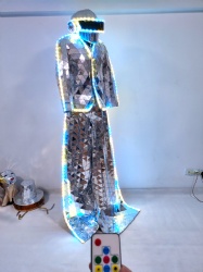 Silver Mirror LED Stiltswalker Costumes