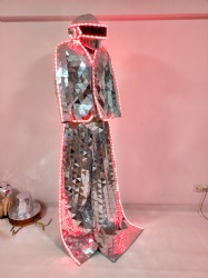 Silver Mirror LED Stiltswalker Costumes