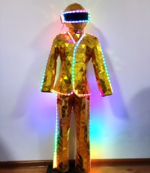 金色镜面LED机器人表演服