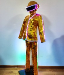 金色镜面LED机器人表演服