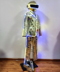 银色镜面LED机器人表演服