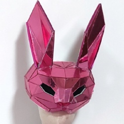 3D Pink mirror bunny mask