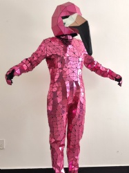 Pink mirrored flamingo performance costume